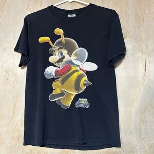 Super Mario Galaxy Wii Bee Mario Vintage 2007 Nintendo Promo Shirt Distressed S